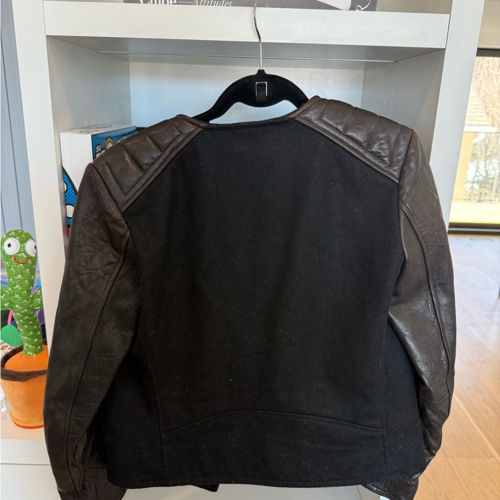 IRO Black Leather Moto Jacket with Asymmetrical Zipper - Picture 2 of 2